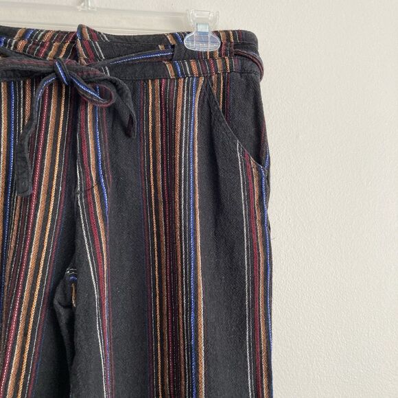 Democracy Womens Flex-ellent Wide Leg Cropped Pants Size 6 Black Striped Boho - Picture 4 of 10